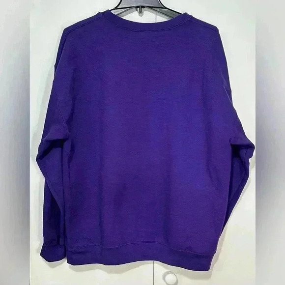 PEEKING CAT WOMEN'S MEOW WORD ART PURPLE CREWNECK SWEATSHIRT SIZE LARGE - Picture 3 of 7